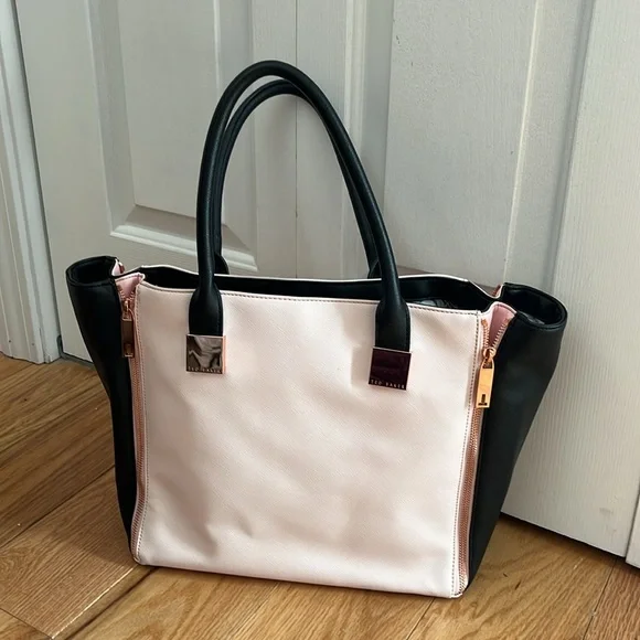 Ted Baker Crosshatch Leyah Shopper Tote bag Pink & Black - Picture 8 of 17